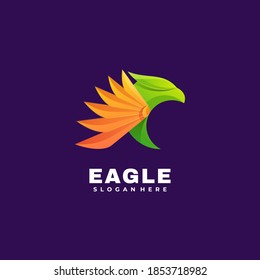 Vector Logo Illustration Eagle Gradient Colorful Style.