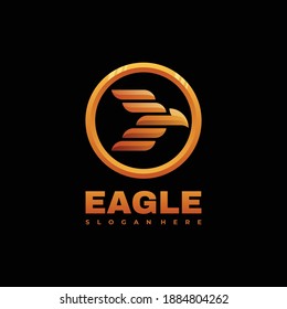 Vector Logo Illustration Eagle Gradient Line Art Style.
