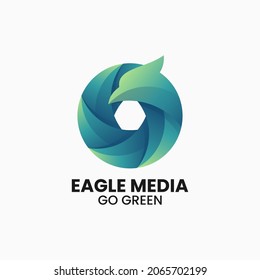 Vector Logo Illustration Eagle Gradient Colorful Style.