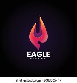 Vector Logo Illustration Eagle Gradient Colorful Style.