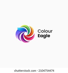 Vector Logo Illustration Eagle Gradient Colorful Style.