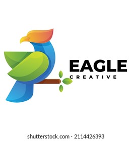 Vector Logo Illustration Eagle Gradient Colorful Style.