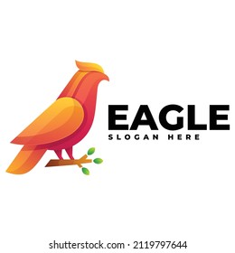 Vector Logo Illustration Eagle Gradient Colorful Style.