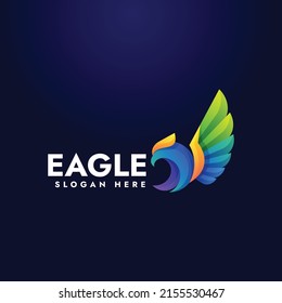 Vector Logo Illustration Eagle Gradient Colorful Style.