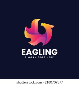 Vector Logo Illustration Eagle Gradient Colorful Style.