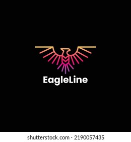 Vector Logo Illustration Eagle Gradient Line Art Style.