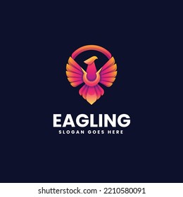 Vector Logo Illustration Eagle Gradient Colorful Style
