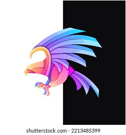 Vector logo illustration eagle gradient colorful style