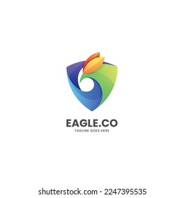 Vector Logo Illustration Eagle Gradient Colorful Style.
