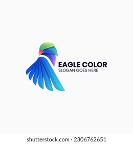 Vector Logo Illustration Eagle Gradient Colorful Style.