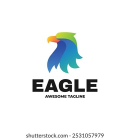 Vector Logo Illustration Eagle  Gradient Colorful Style.