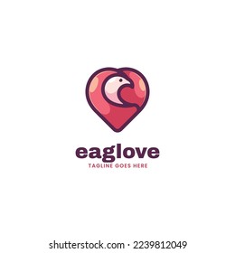 Vector Logo Illustration Eagle Love Simple Mascot Style.