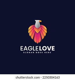 Vector Logo Illustration Eagle Love Gradient Colorful Style.