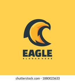 Vector Logo Illustration Eagle Simple Mascot Style.