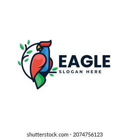 Vector Logo Illustration Eagle Simple Mascot Style.