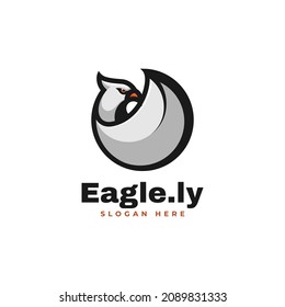 Vector Logo Illustration Eagle Simple Mascot Style.