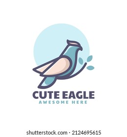 Vector Logo Illustration Eagle Simple Mascot Style.