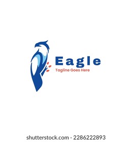 Vector Logo Illustration Eagle Simple Mascot Style.