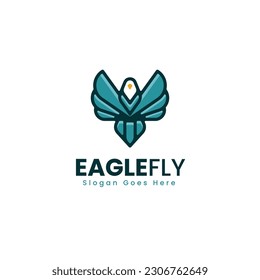 Vector Logo Illustration Eagle Simple Mascot Style.