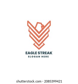 Vector Logo Illustration Eagle Streak Line Art Style.