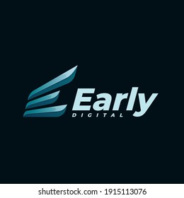 Ilustración del logotipo del vector Estilo de color de degradado temprano.