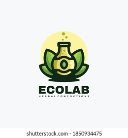 Vector Logo Illustration Eco Lab Simple Mascot Style