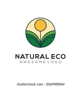 Vector logo illustration eco simple mascot style