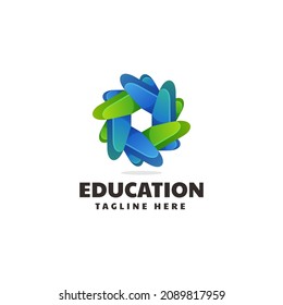 Vector Logo Illustration Education Gradient Colorful Style.