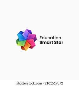 Vector Logo Illustration Education Gradient Colorful Style.