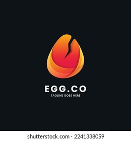 Vector Logo Illustration Egg Gradient Colorful Style 