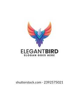 Logo Vector Ilustración Elegante Estilo de color gradiente de águila de pájaro