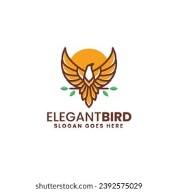Vector Logo Illustration Elegant Bird Eagle Simple Mascot Style
