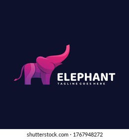 Vector Logo Illustration Elephant Gradient Colorful Style.