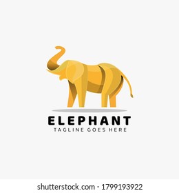 Vector Logo Illustration Elephant Gradient Colorful Style.