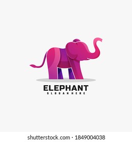 Vector Logo Illustration Elephant Gradient Colorful Style.