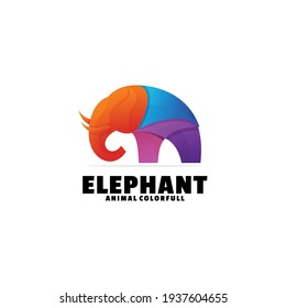 Vector Logo Illustration Elephant Gradient Colorful Style.