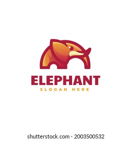 Vector Logo Illustration Elephant Gradient Colorful Style.