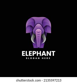 Vector Logo Illustration Elephant Gradient Colorful Style.