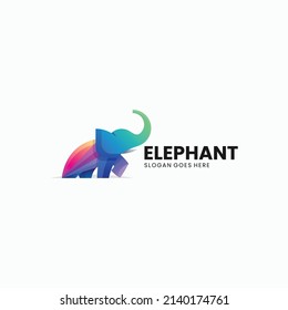 Vector Logo Illustration Elephant Gradient Colorful Style.