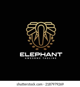 Vector Logo Illustration Elephant Gradient Line Art Style.