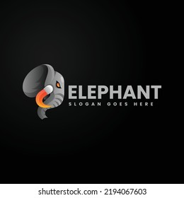 Vector Logo Illustration Elephant Gradient Colorful Style
