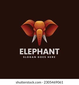 Vector Logo Illustration Elephant Gradient Colorful Style.