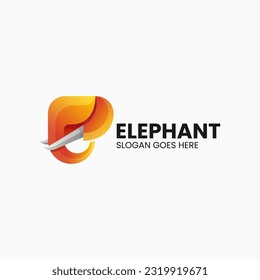 Logo del vector Ilustración Estilo de color del gradiente del elefante