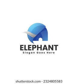 Vector Logo Illustration Elephant Gradient Colorful Style