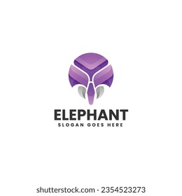 Vector Logo Illustration Elephant Gradient Colorful Style