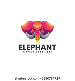 Vector Logo Illustration Elephant Gradient Colorful Style