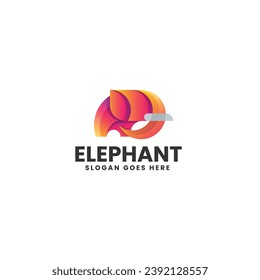 Vector Logo Illustration Elephant Gradient Colorful Style