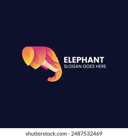Vector Logo Illustration Elephant Gradient Colorful Style