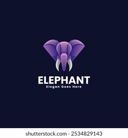 Vector Logo Illustration Elephant Gradient Colorful Style