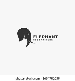 Vector Logo Illustration Elephant Head Silhouette Style.